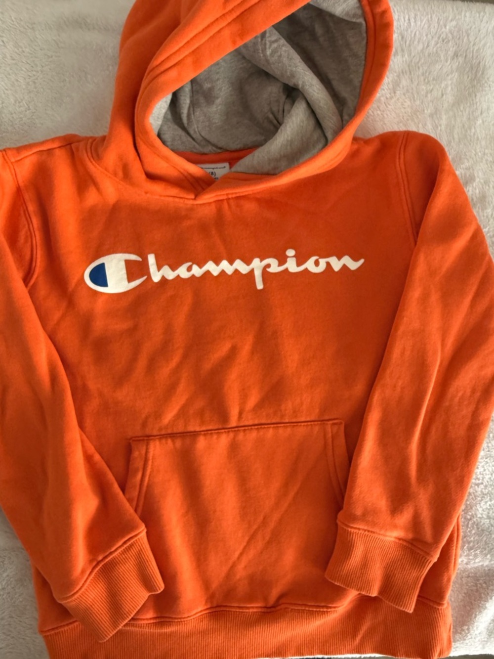 Champion Bright Orange Pullover Hoodie with Logo